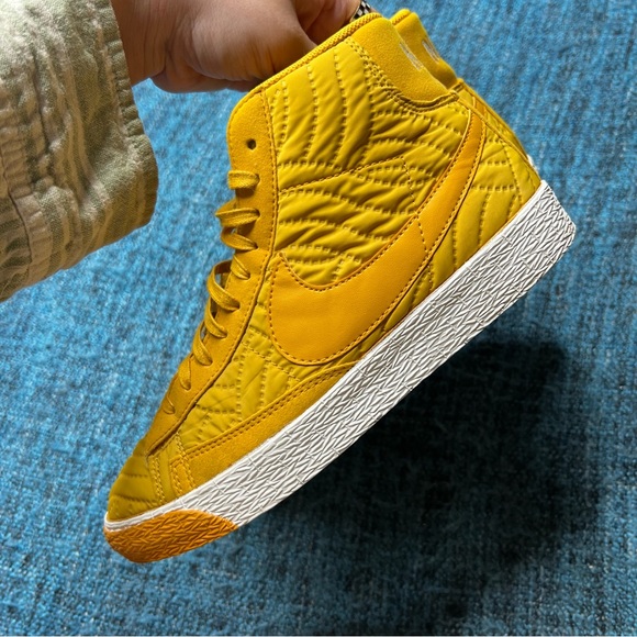 Nike Blazer Mid Quilted Sneakers in Mustard Yellow White - Picture 4 of 9